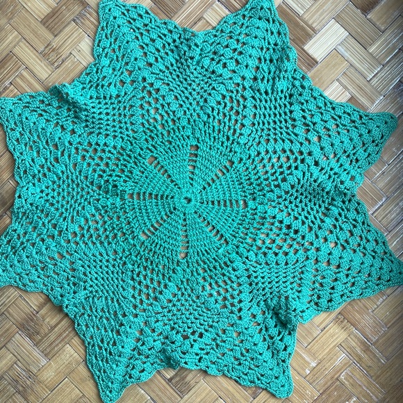 Three vintage handmade doilies, green and multicolor - Picture 8 of 12